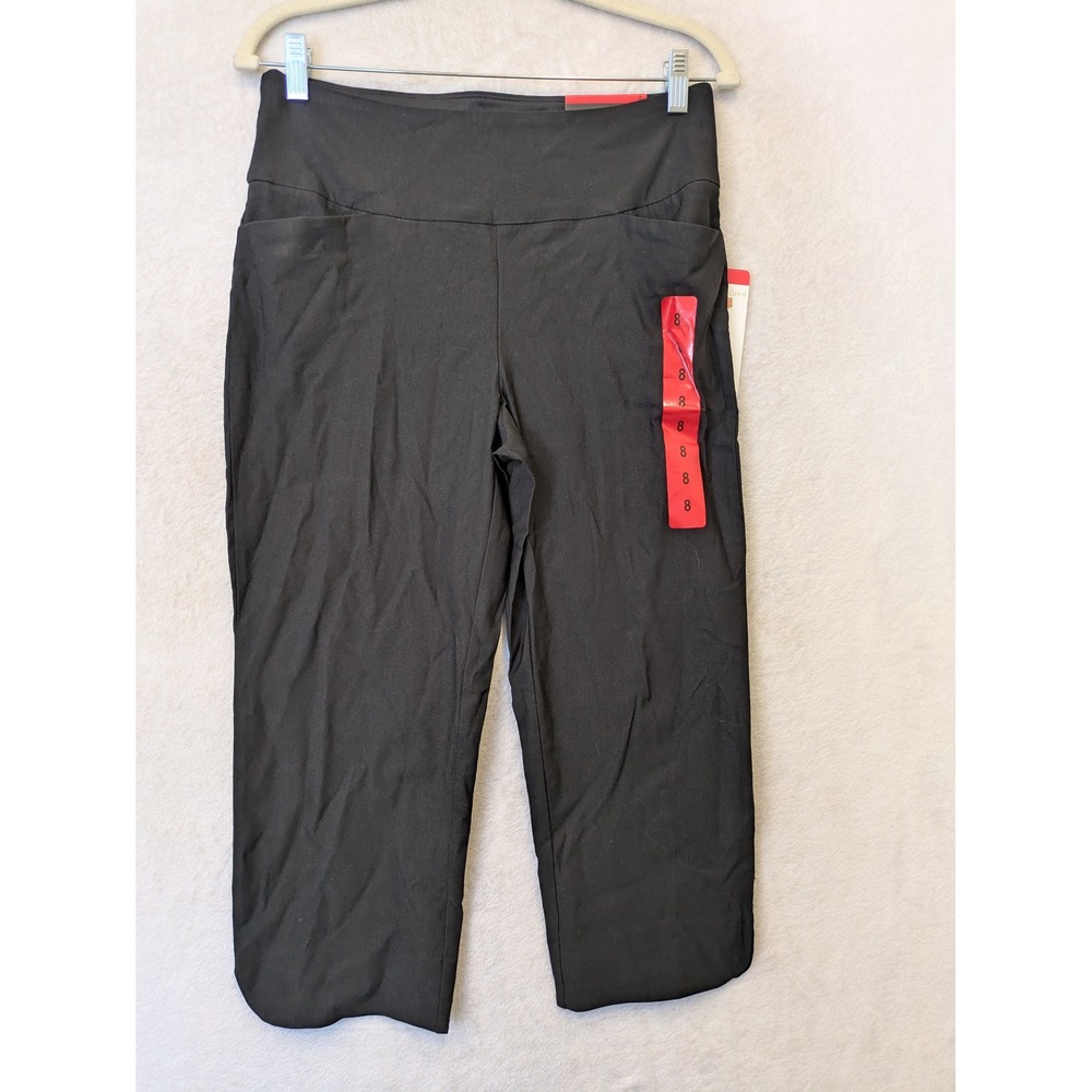 NEW S.C. & CO. Capri Pants Women's 8 Black Tummy Control Petal Slit